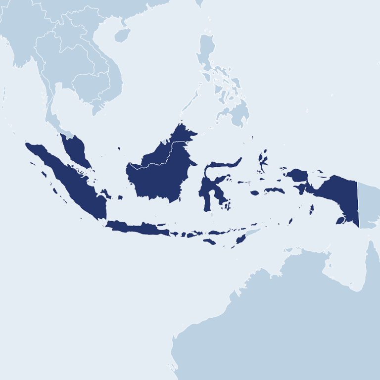 Illustrated map of Malaysia and Indonesia