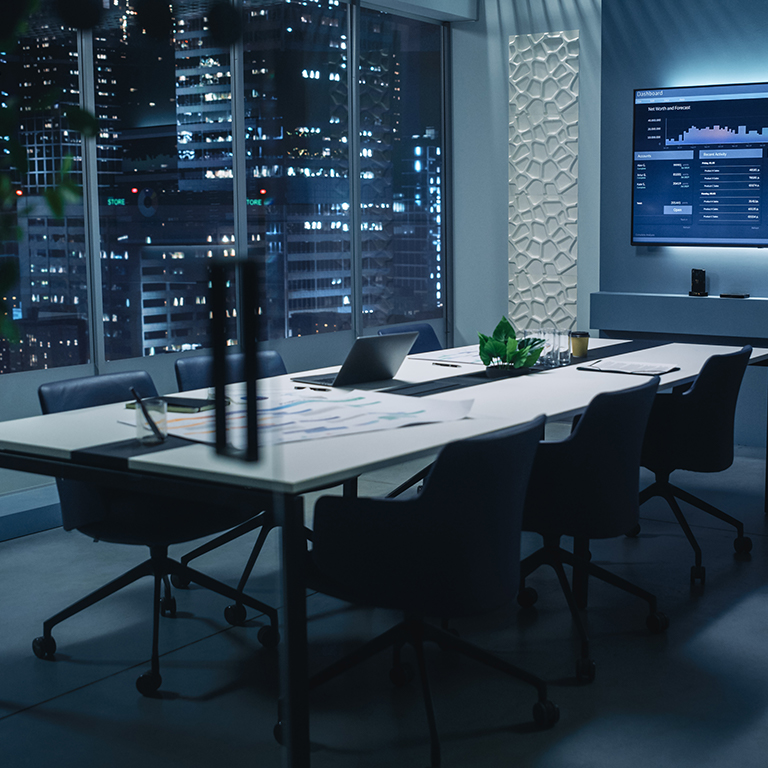Night view of a boardroom 