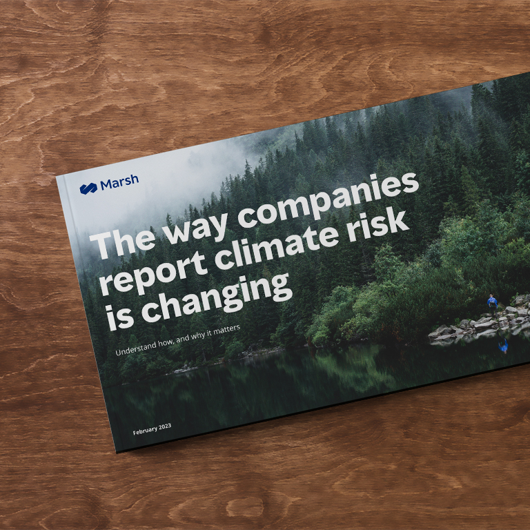 'The way companies report climate risk is changing' report on a wooden table