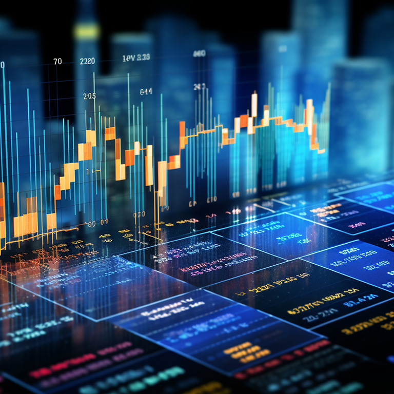 Financial diagrams representing data and analytics in a business context Generative AI